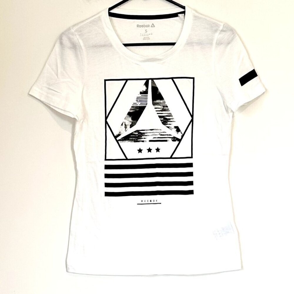 NEW Reebok Black and White Short Sleeve T-Shirt - Size Small